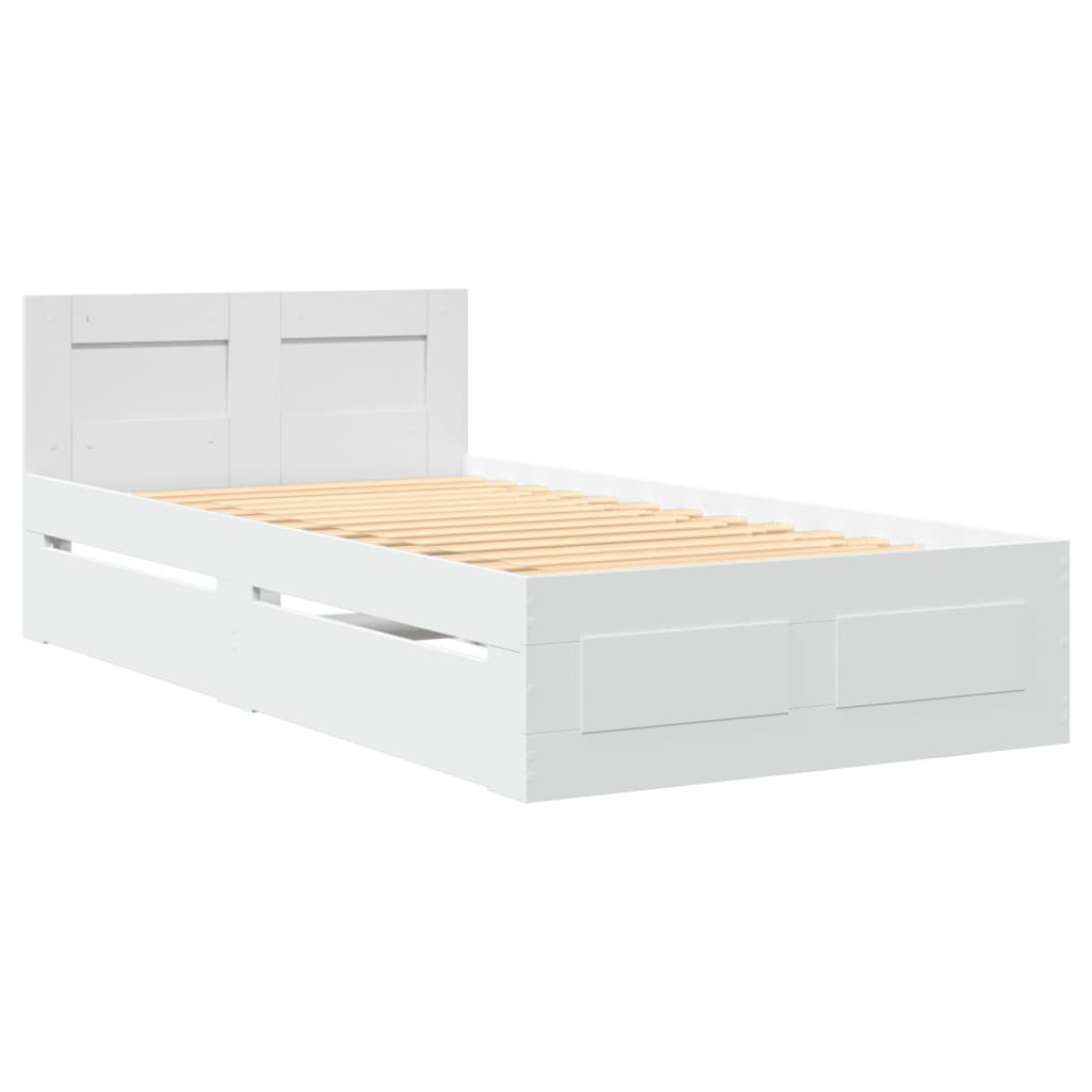 vidaXL Estructura de cama con cabecero sin colchón blanco 90x200 cm