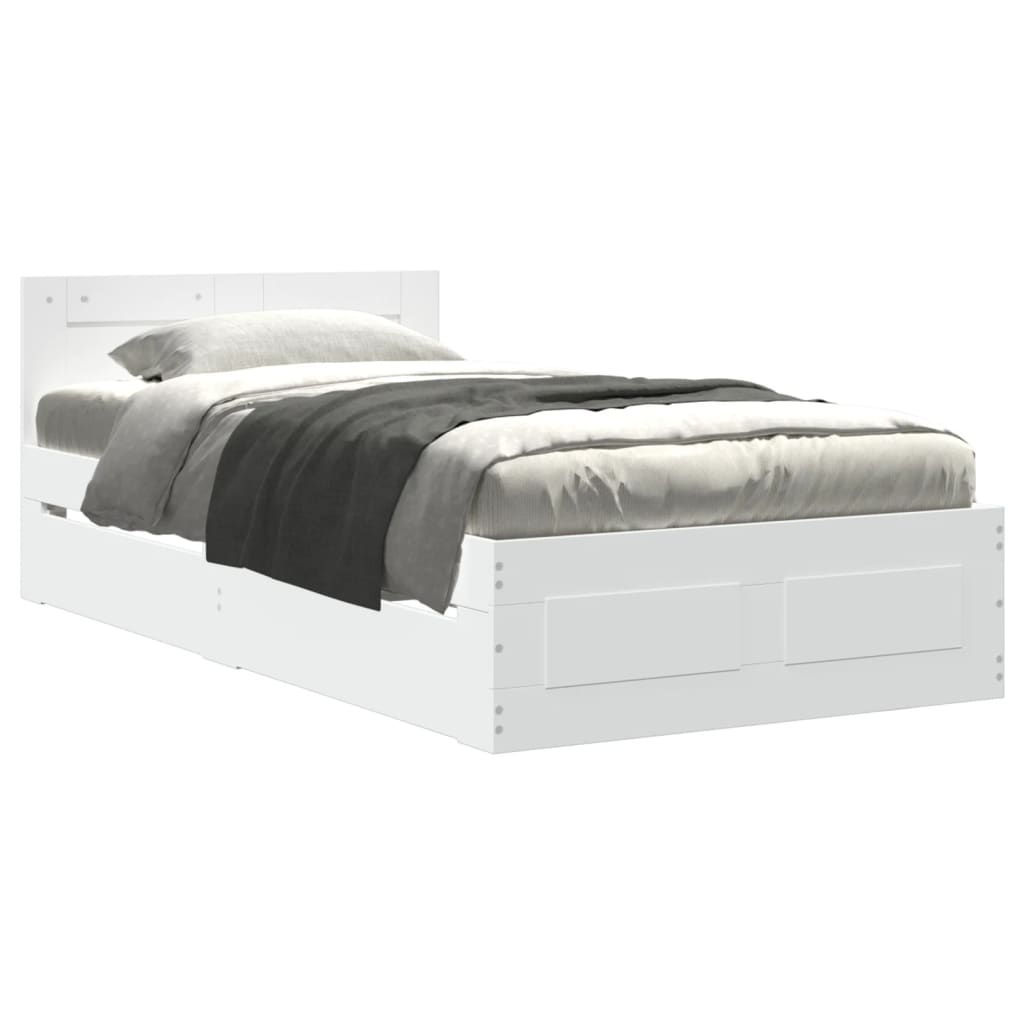 vidaXL Estructura de cama con cabecero sin colchón blanco 90x200 cm