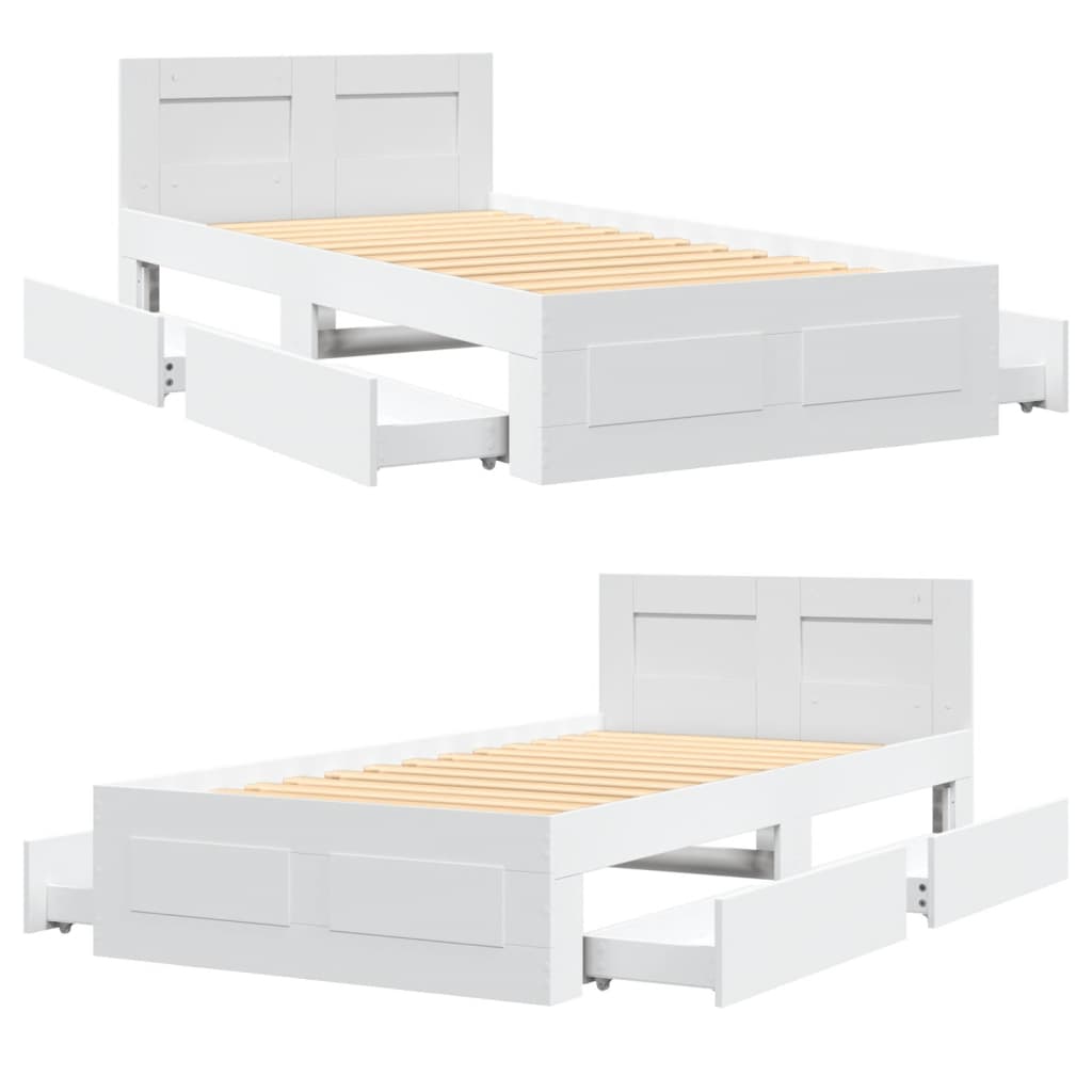 vidaXL Estructura de cama con cabecero sin colchón blanco 90x200 cm