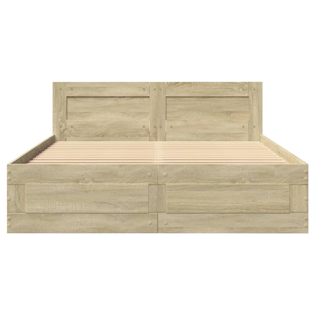 vidaXL Cama con cabecero madera de ingeniería roble Sonoma 140x190 cm