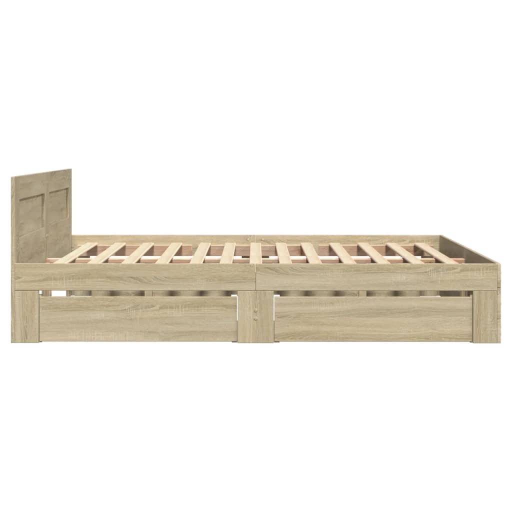 vidaXL Cama con cabecero madera de ingeniería roble Sonoma 140x190 cm