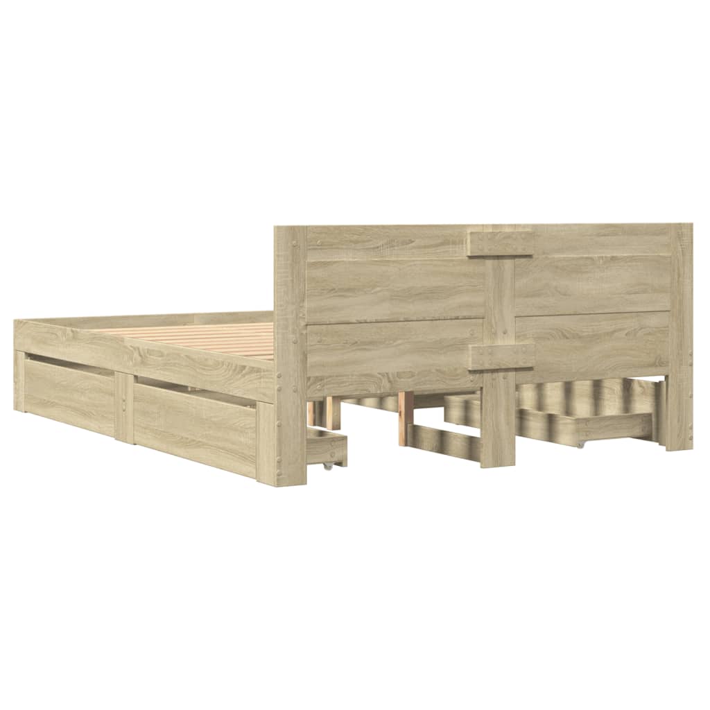 vidaXL Cama con cabecero madera de ingeniería roble Sonoma 140x190 cm