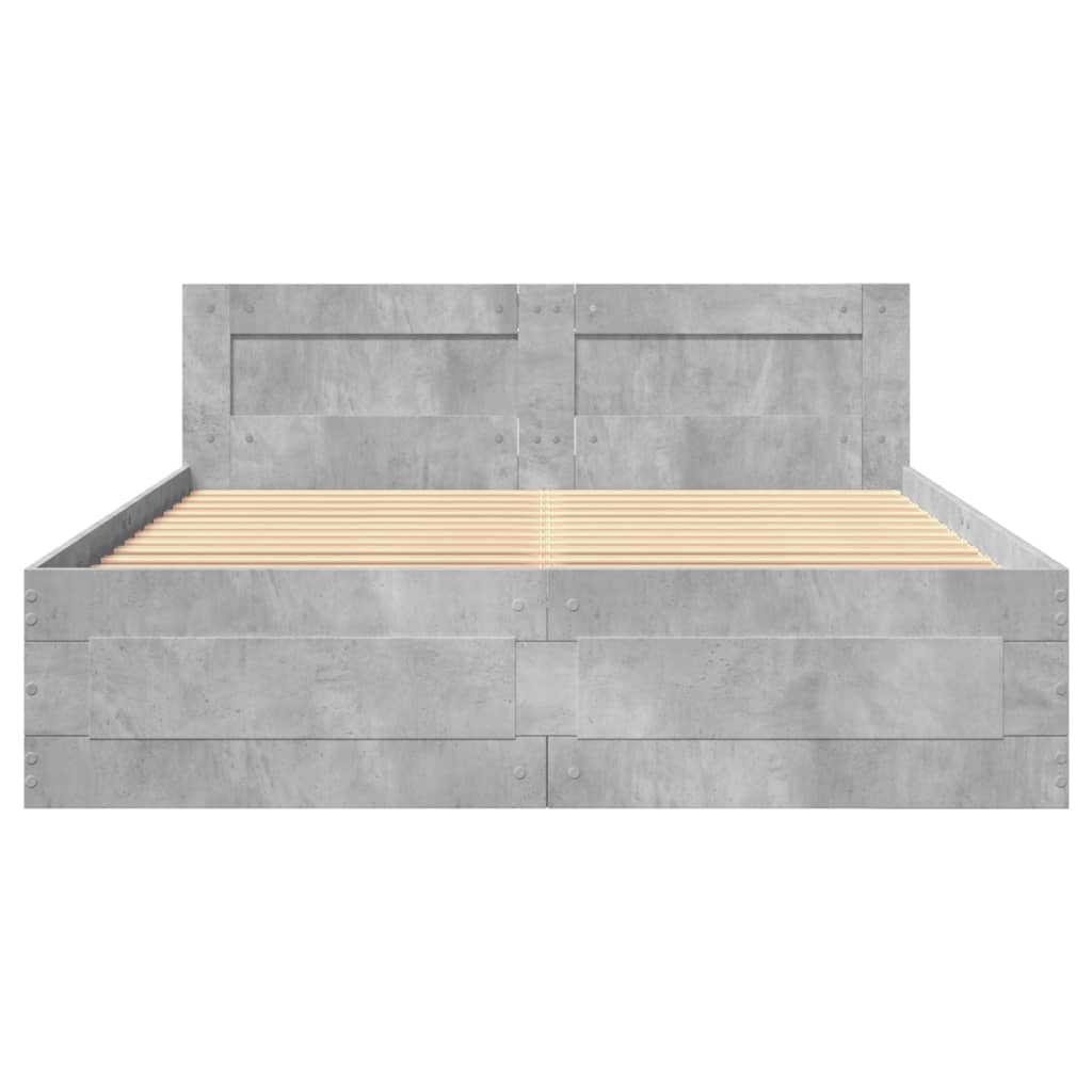 vidaXL Cama con cabecero madera de ingeniería gris hormigón 140x190 cm