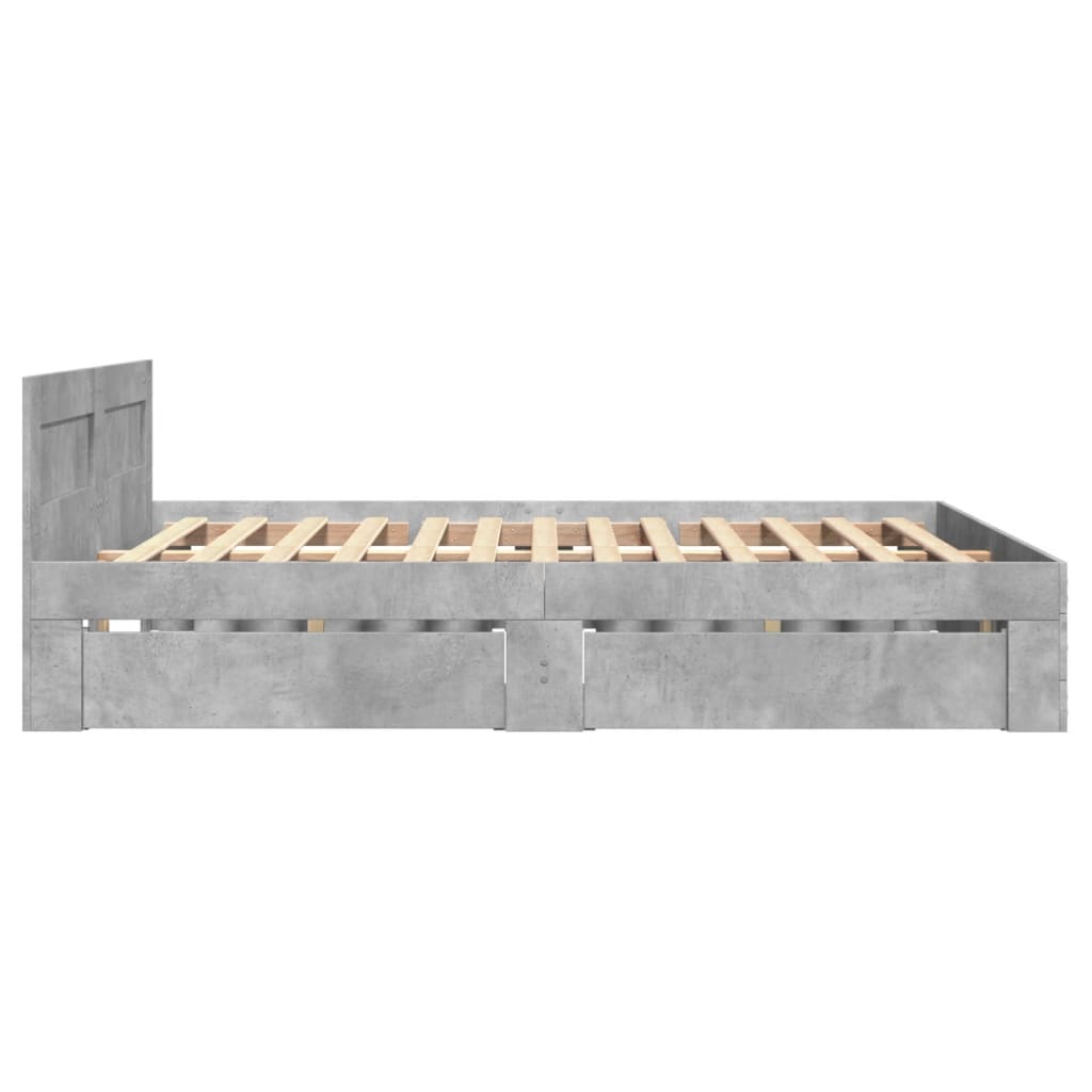 vidaXL Cama con cabecero madera de ingeniería gris hormigón 140x190 cm