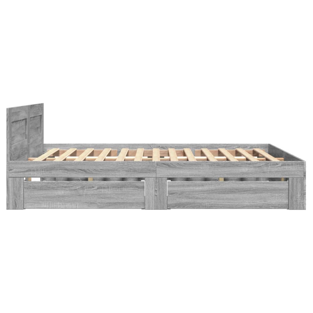 vidaXL Cama con cabecero madera de ingeniería gris Sonoma 140x190 cm