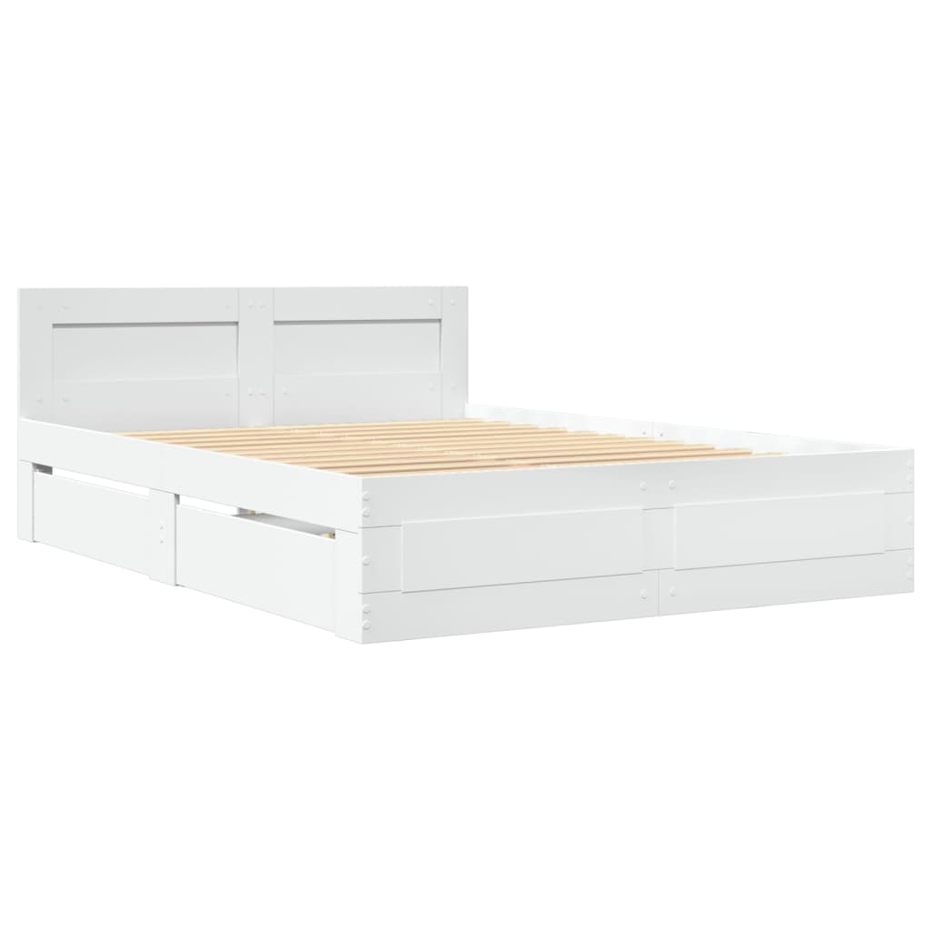 vidaXL Estructura cama con cabecero madera ingeniería blanco 135x190cm