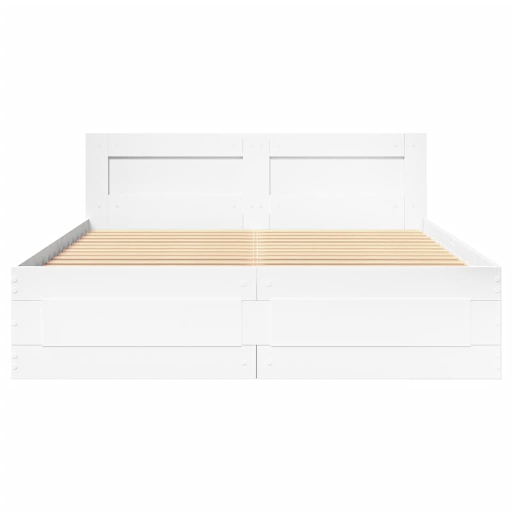 vidaXL Estructura cama con cabecero madera ingeniería blanco 135x190cm