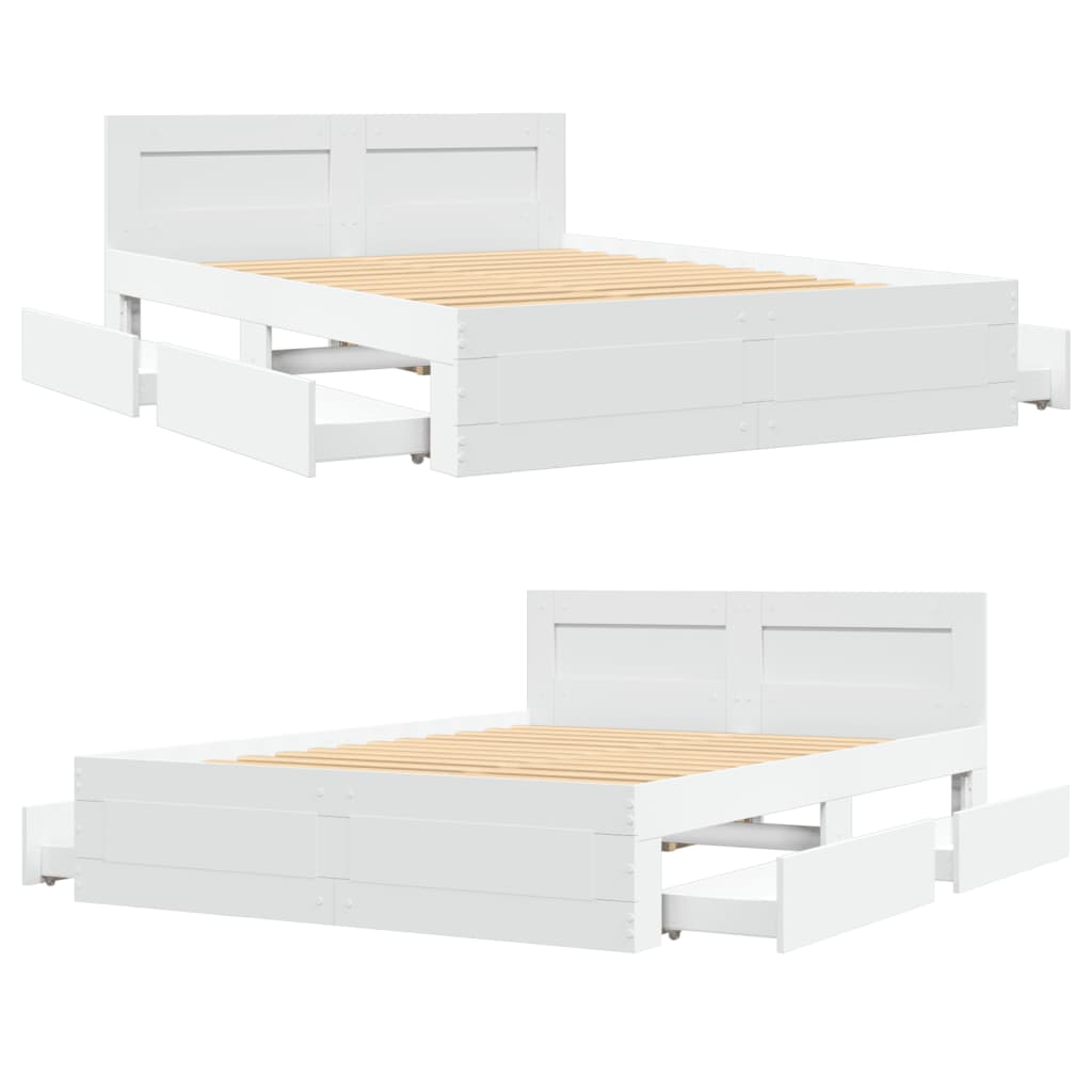 vidaXL Estructura cama con cabecero madera ingeniería blanco 135x190cm