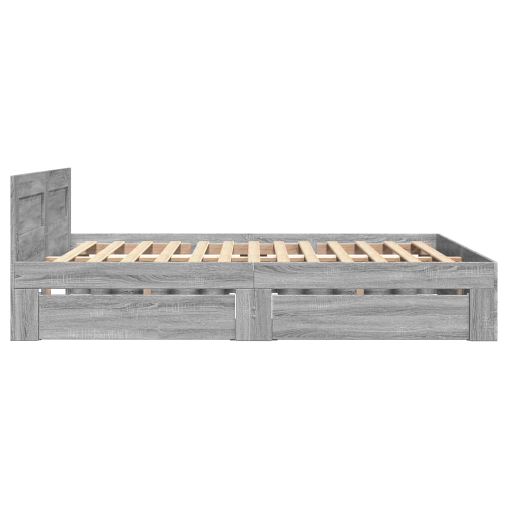 vidaXL Cama con cabecero madera de ingeniería gris Sonoma 135x190 cm