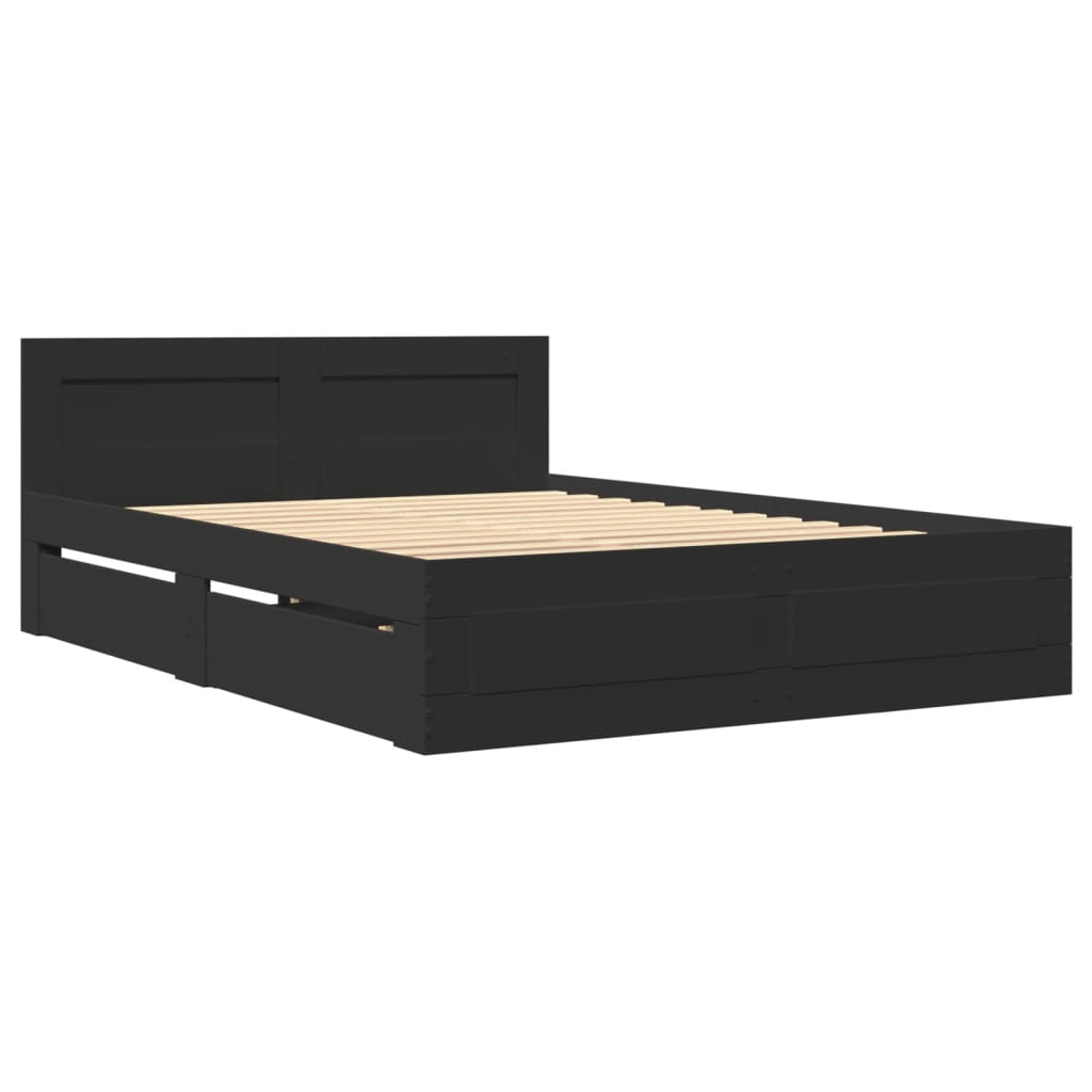 vidaXL Estructura cama con cabecero madera ingeniería negro 120x190 cm