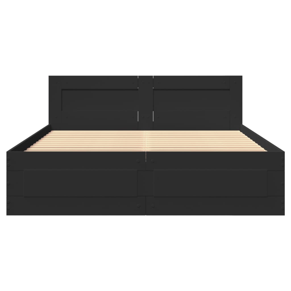 vidaXL Estructura cama con cabecero madera ingeniería negro 120x190 cm