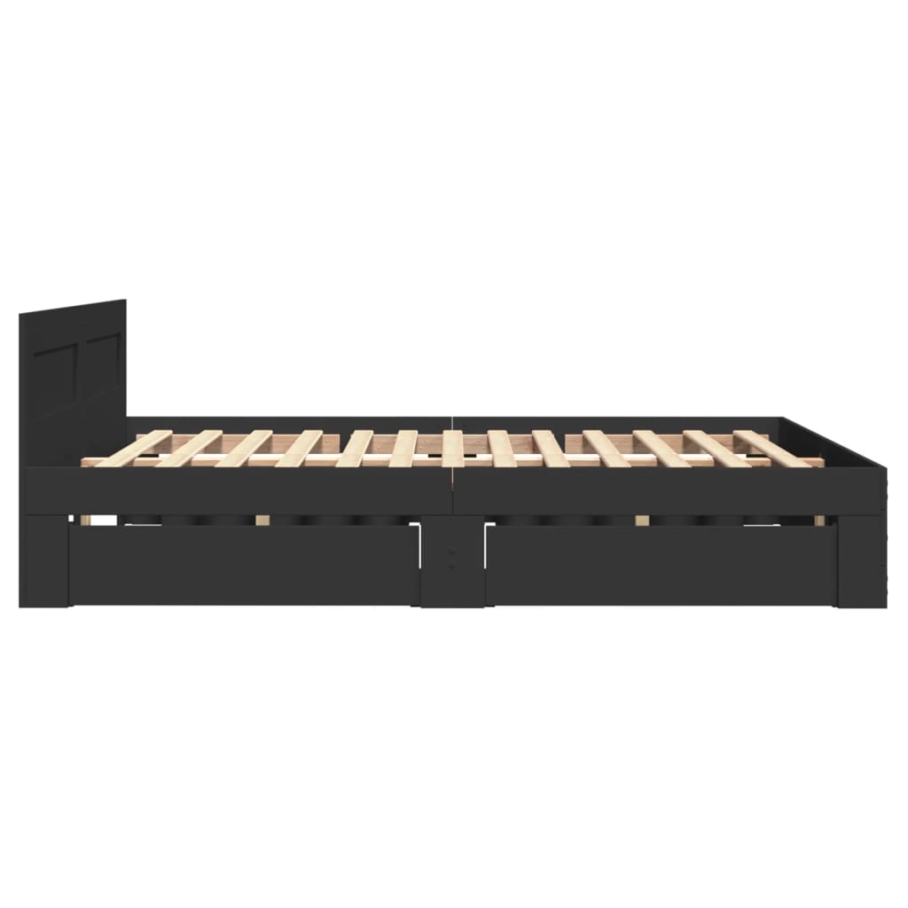 vidaXL Estructura cama con cabecero madera ingeniería negro 120x190 cm