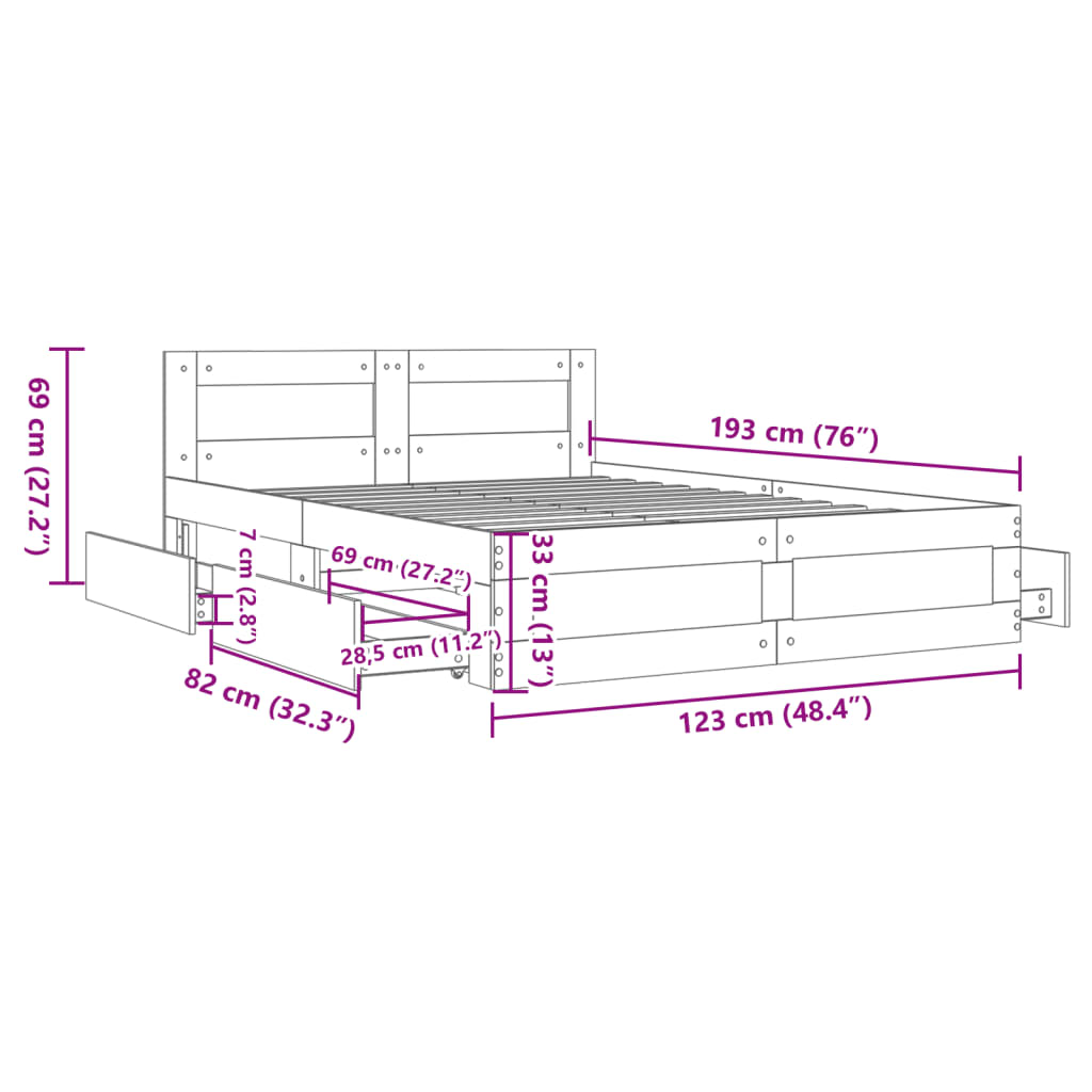 vidaXL Estructura cama con cabecero madera ingeniería negro 120x190 cm