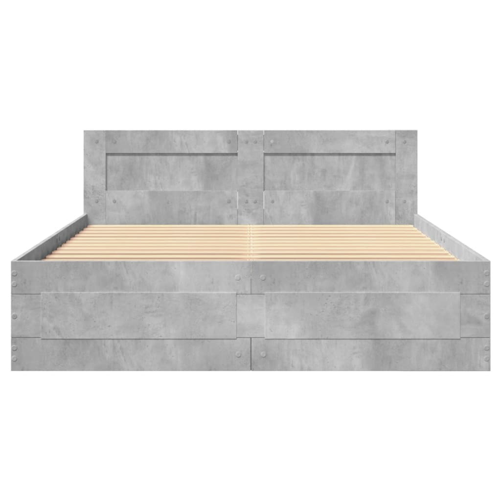 vidaXL Cama con cabecero madera de ingeniería gris hormigón 120x190 cm