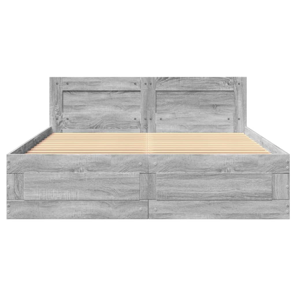 vidaXL Cama con cabecero madera de ingeniería gris Sonoma 120x190 cm