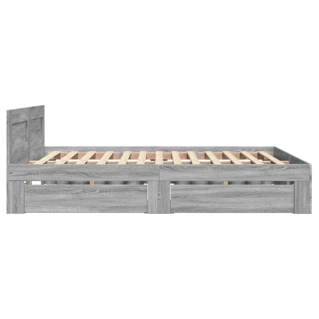 vidaXL Cama con cabecero madera de ingeniería gris Sonoma 120x190 cm