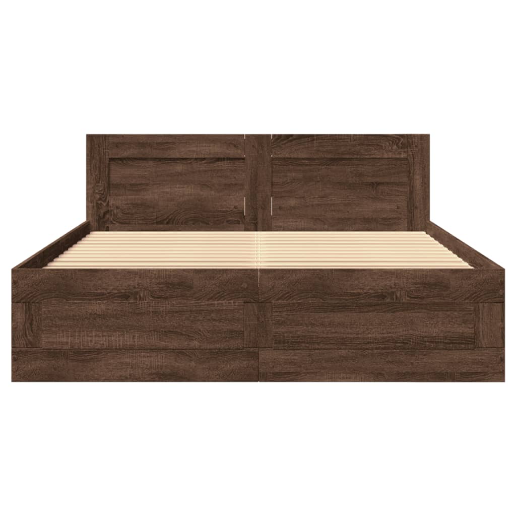 vidaXL Cama con cabecero madera de ingeniería marrón roble 120x190 cm