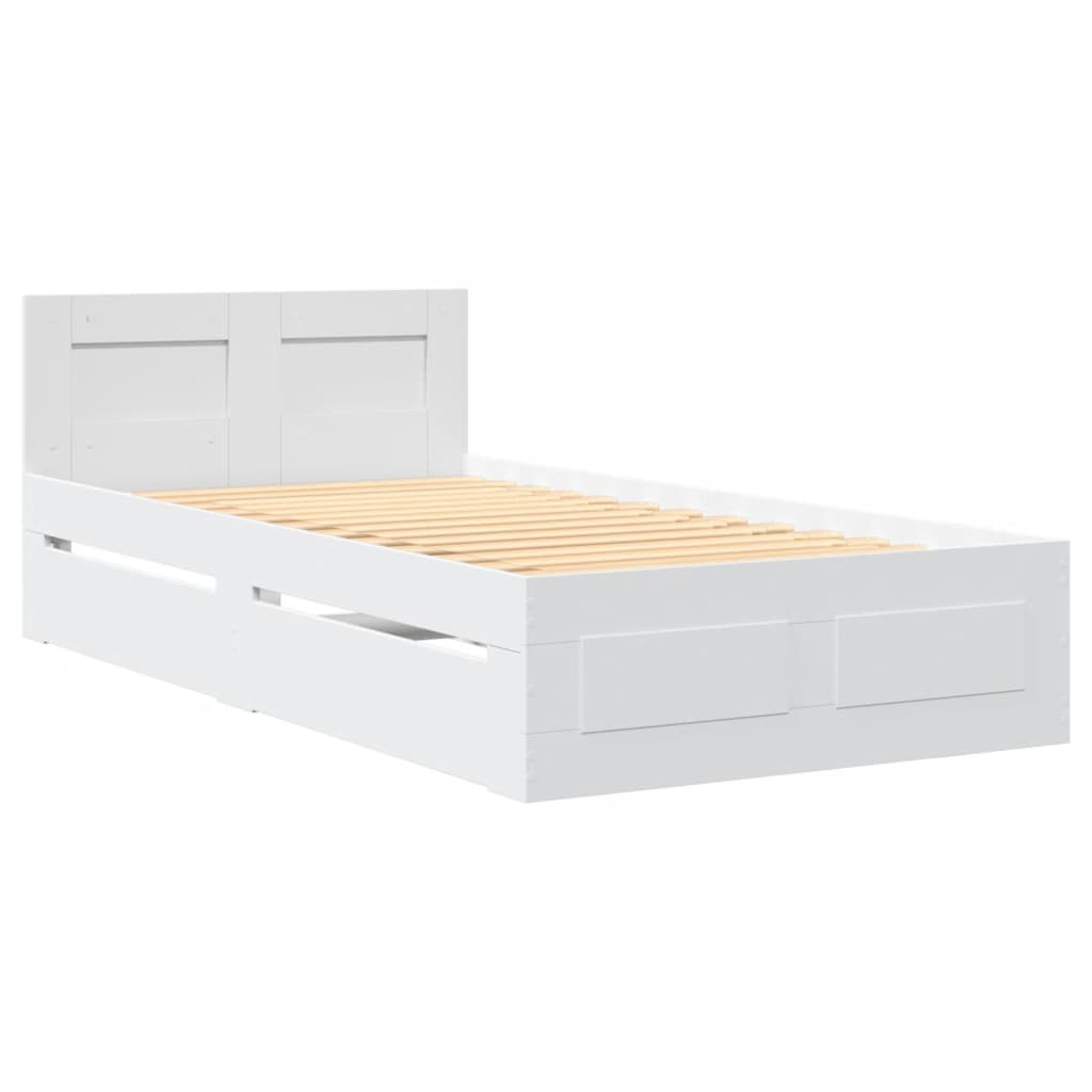 vidaXL Estructura de cama con cabecero sin colchón blanco 90x190 cm