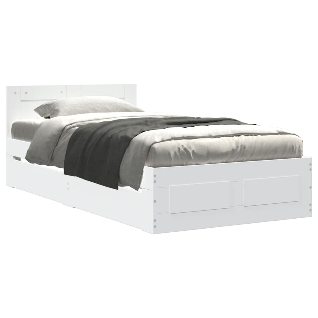 vidaXL Estructura de cama con cabecero sin colchón blanco 90x190 cm