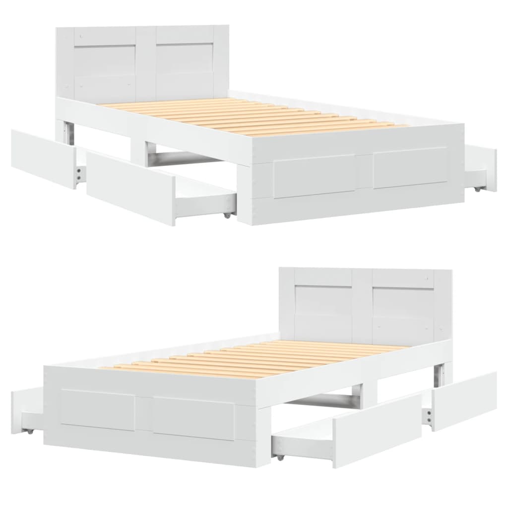 vidaXL Estructura de cama con cabecero sin colchón blanco 90x190 cm