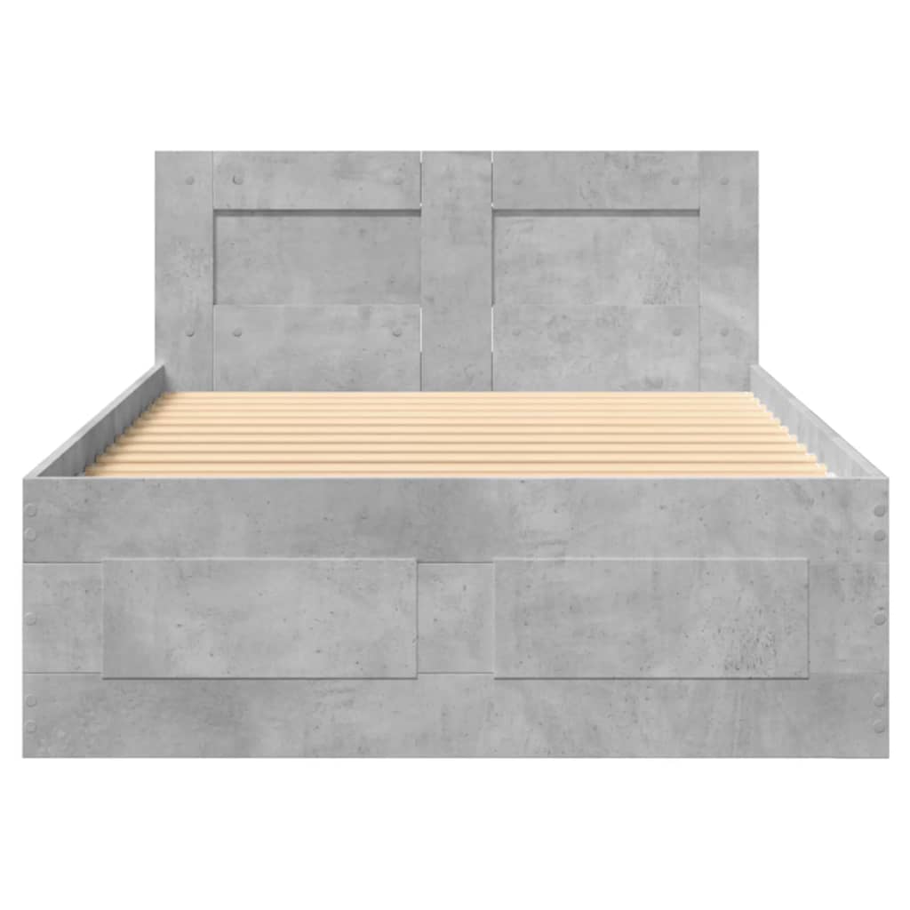 vidaXL Cama con cabecero madera de ingeniería gris hormigón 90x190 cm