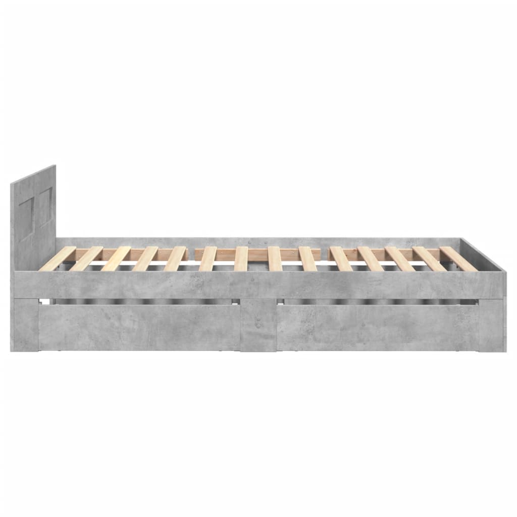 vidaXL Cama con cabecero madera de ingeniería gris hormigón 90x190 cm