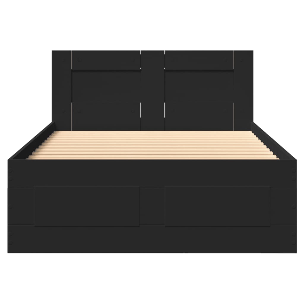 vidaXL Estructura cama con cabecero madera ingeniería negra 75x190 cm