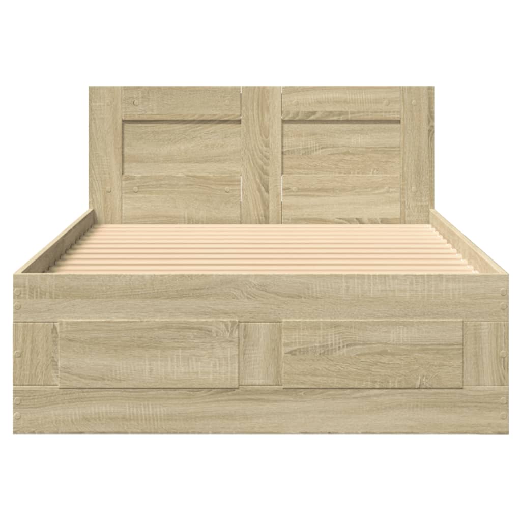 vidaXL Cama con cabecero madera de ingeniería roble Sonoma 75x190 cm