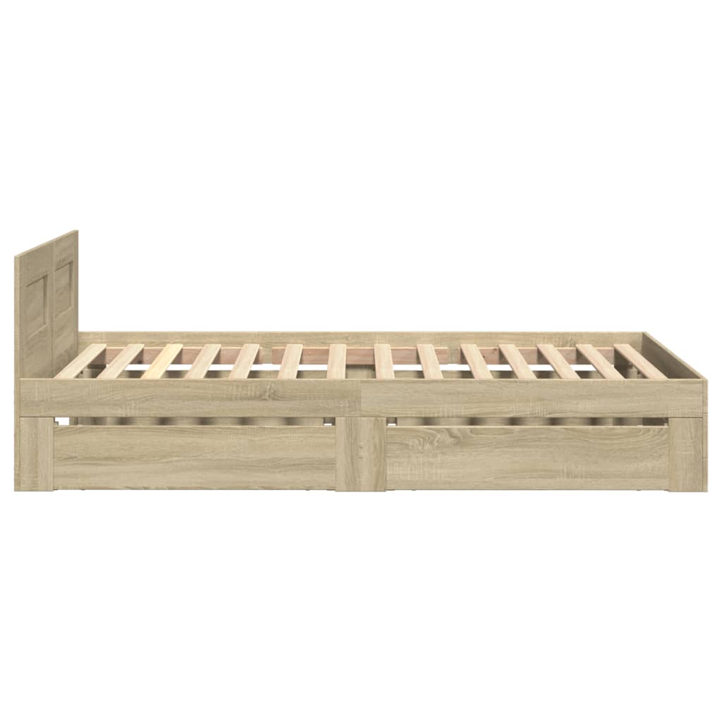 vidaXL Cama con cabecero madera de ingeniería roble Sonoma 75x190 cm