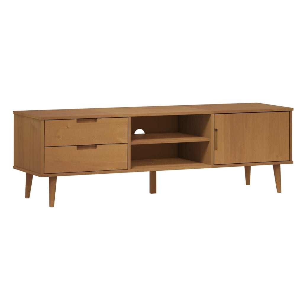 vidaXL Mueble de TV MOLDE madera maciza de pino marrón 158x40x49 cm