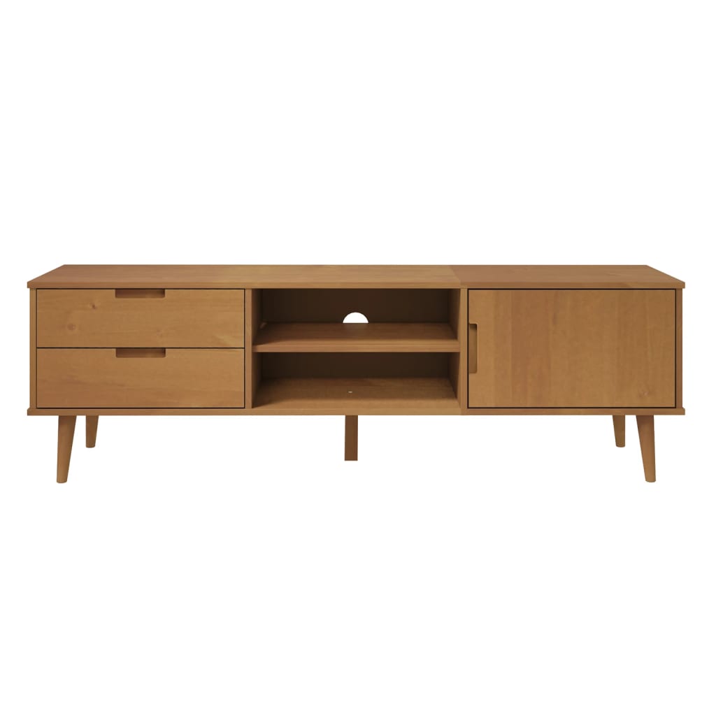 vidaXL Mueble de TV MOLDE madera maciza de pino marrón 158x40x49 cm