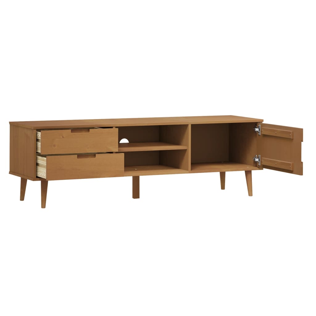 vidaXL Mueble de TV MOLDE madera maciza de pino marrón 158x40x49 cm