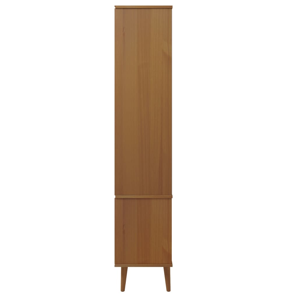 vidaXL Mueble vitrina MOLDE madera maciza de pino marrón 90x35x175 cm