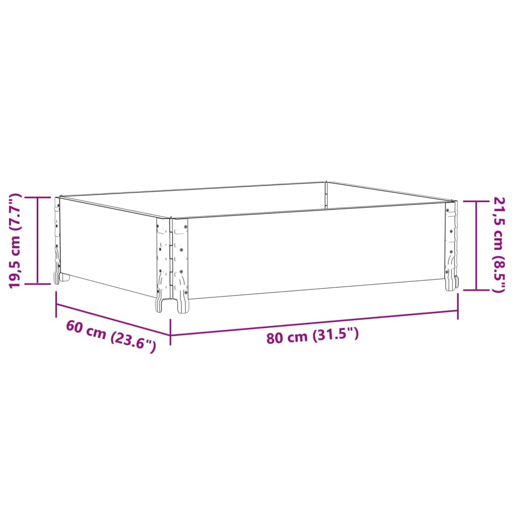 vidaXL Jardinera de madera maciza de pino 80x60 cm