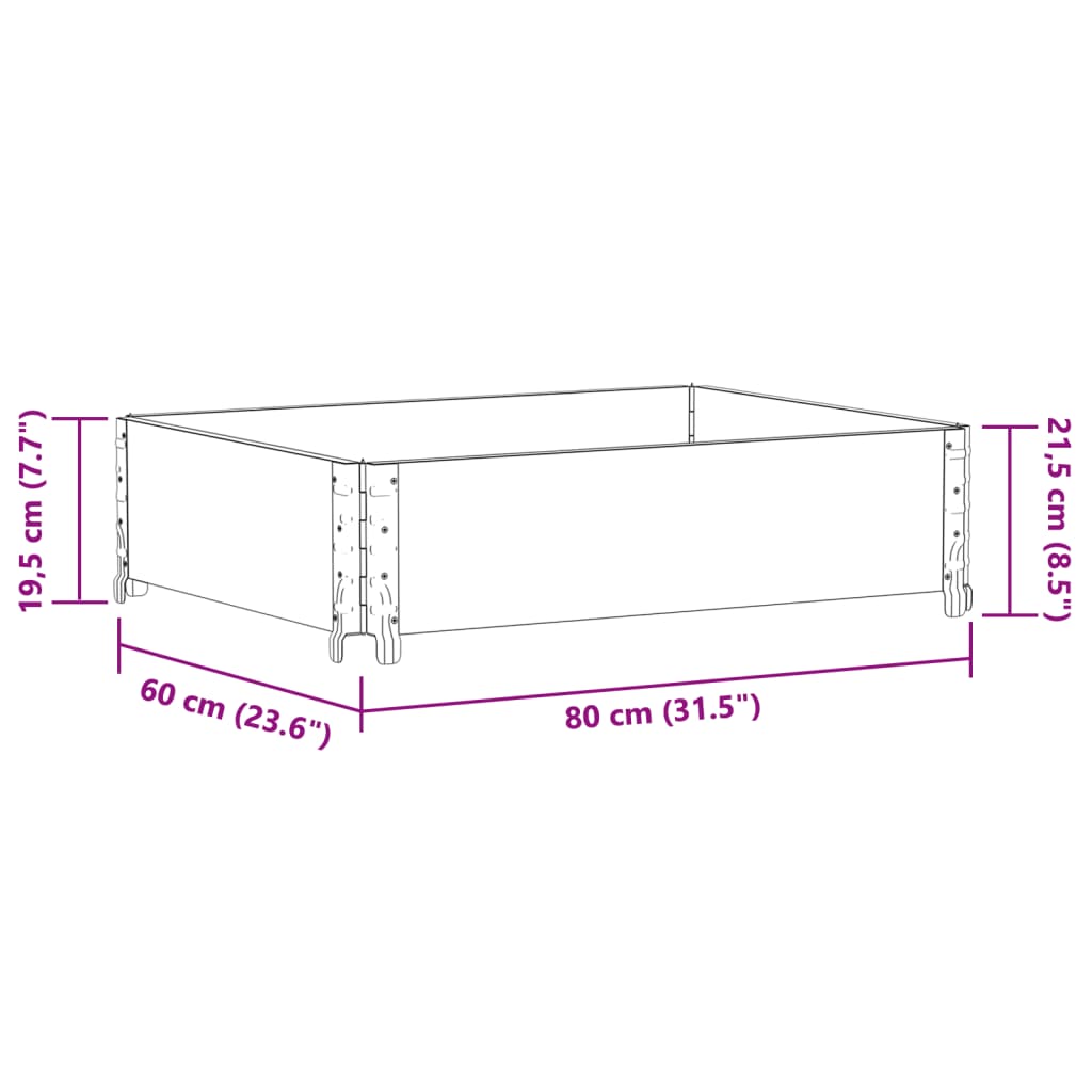 vidaXL Jardinera de madera maciza de pino marrón 80x60 cm