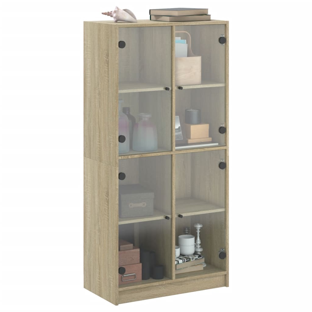 vidaXL Aparador alto con puertas madera roble Sonoma 68x37x142 cm