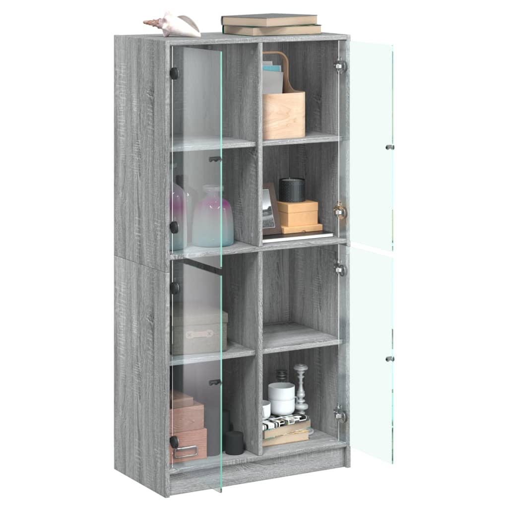 vidaXL Aparador alto con puertas madera gris Sonoma 68x37x142 cm