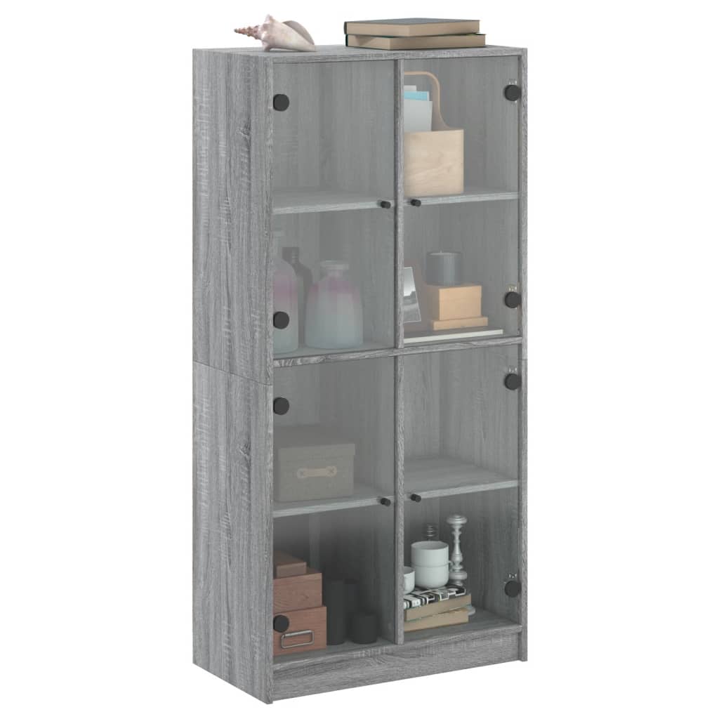 vidaXL Aparador alto con puertas madera gris Sonoma 68x37x142 cm