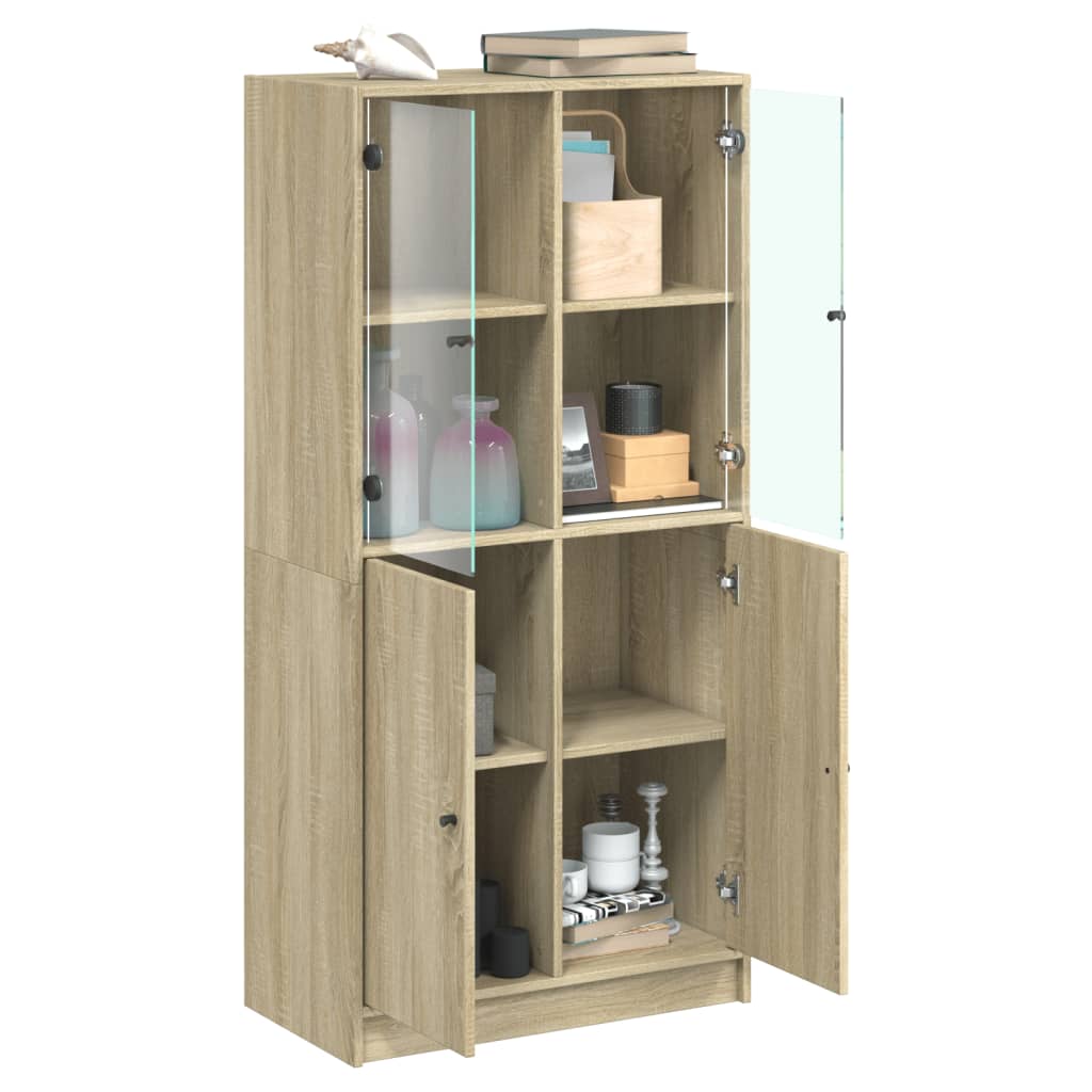 vidaXL Aparador alto con puertas madera roble Sonoma 68x37x142 cm