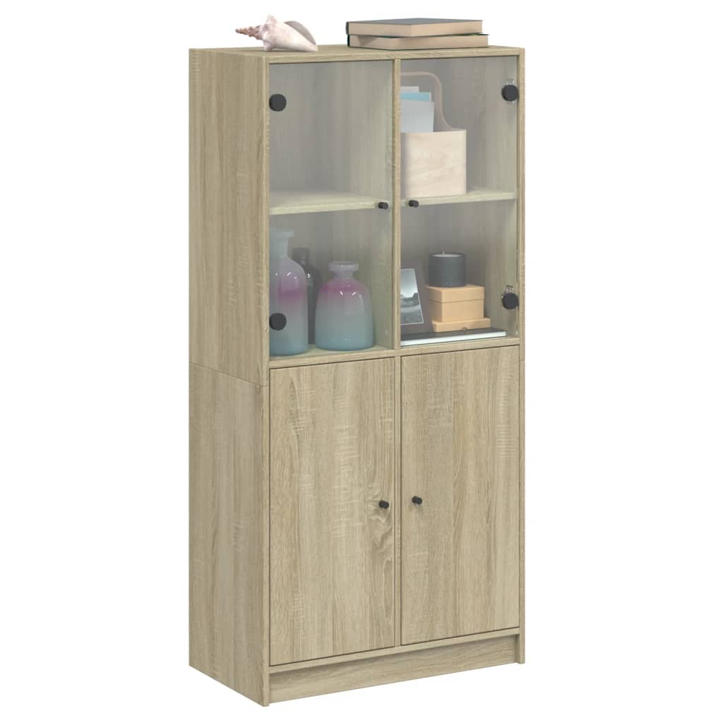 vidaXL Aparador alto con puertas madera roble Sonoma 68x37x142 cm