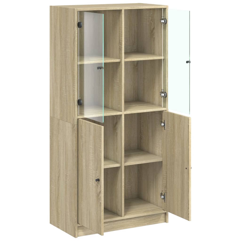 vidaXL Aparador alto con puertas madera roble Sonoma 68x37x142 cm