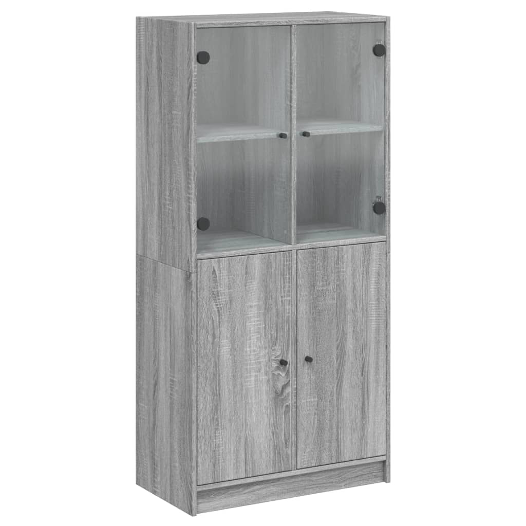 vidaXL Aparador alto con puertas madera gris Sonoma 68x37x142 cm