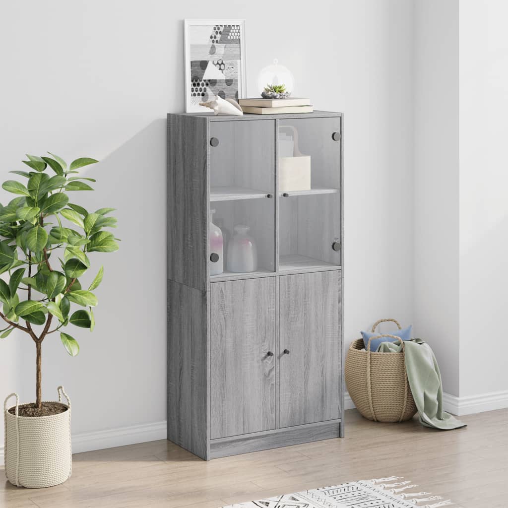 vidaXL Aparador alto con puertas madera gris Sonoma 68x37x142 cm