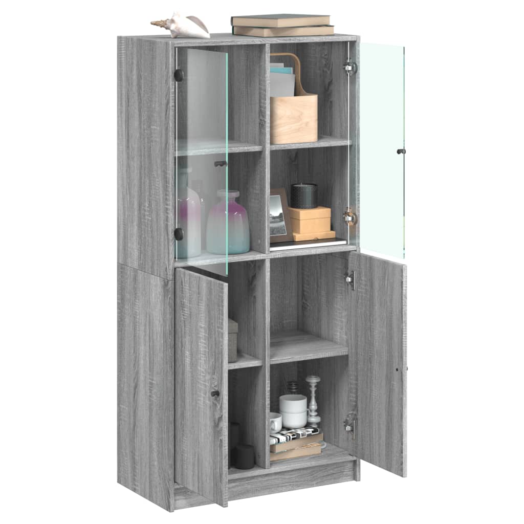 vidaXL Aparador alto con puertas madera gris Sonoma 68x37x142 cm