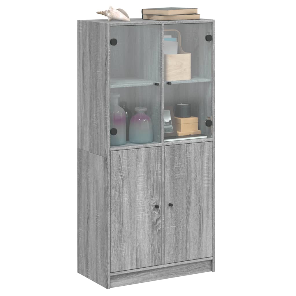 vidaXL Aparador alto con puertas madera gris Sonoma 68x37x142 cm