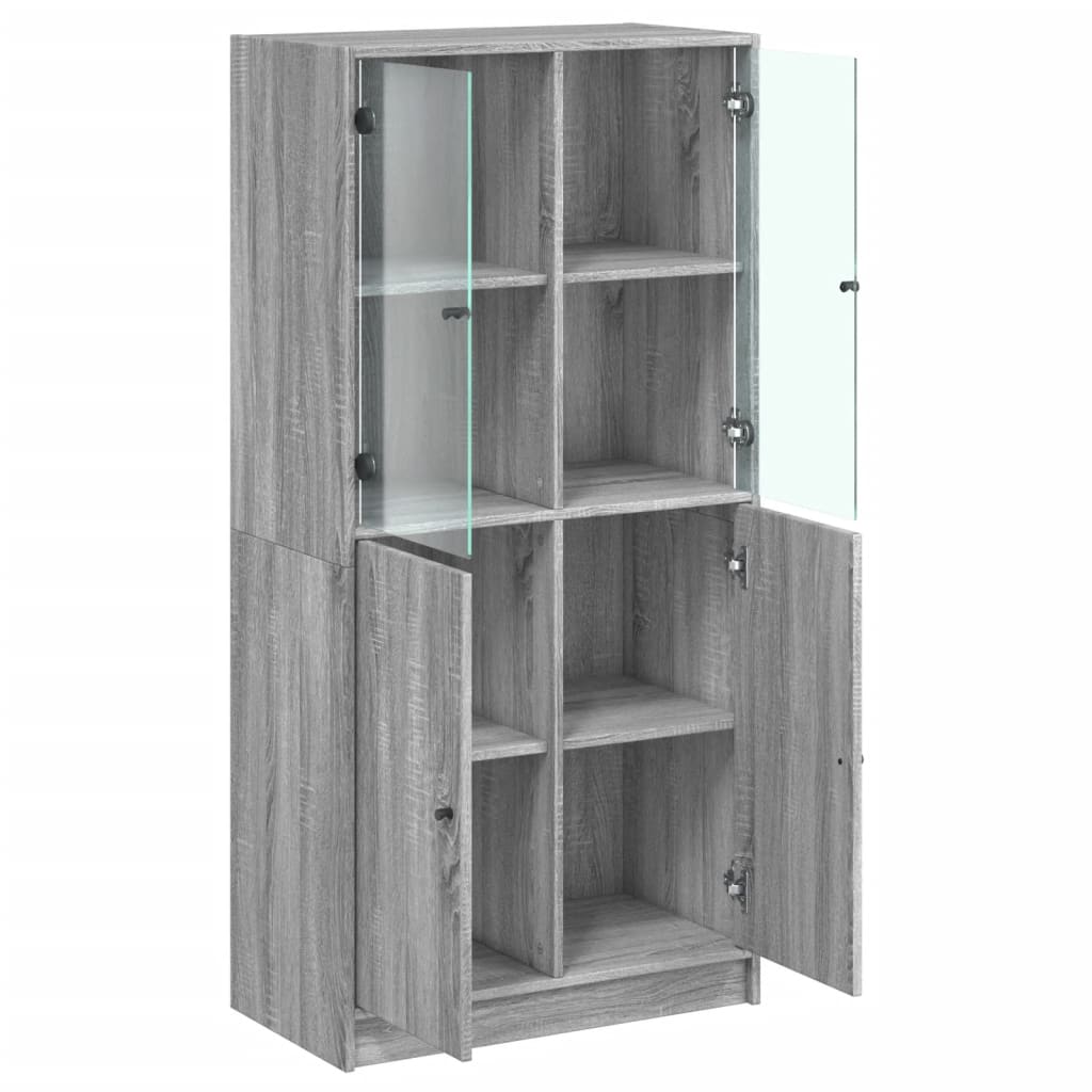 vidaXL Aparador alto con puertas madera gris Sonoma 68x37x142 cm