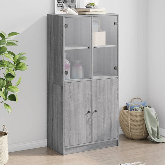 vidaXL Aparador alto con puertas madera gris Sonoma 68x37x142 cm