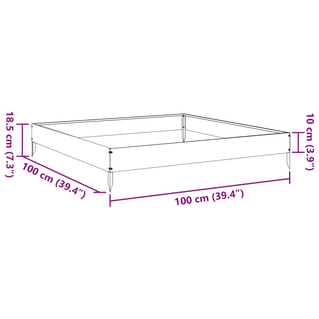 vidaXL Jardinera de acero inoxidable 100x100x18,5 cm