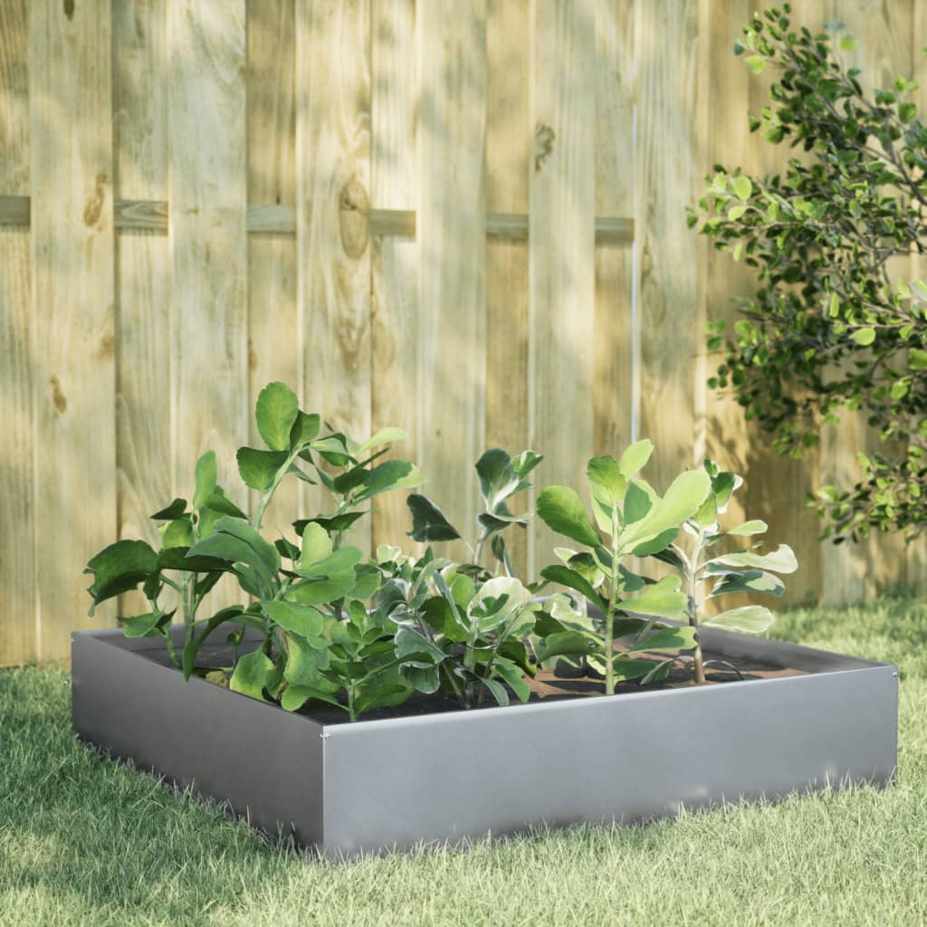 vidaXL Jardinera de acero galvanizado 100x100x33,5 cm