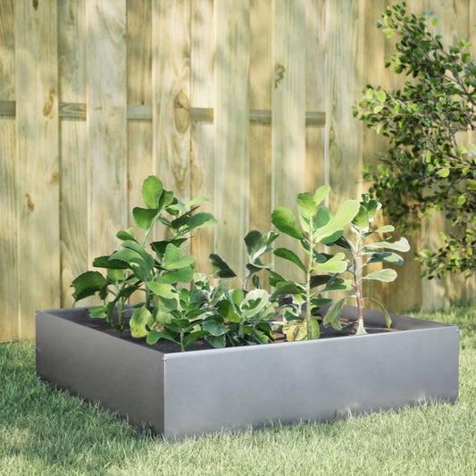 vidaXL Jardinera de acero galvanizado 100x100x25 cm